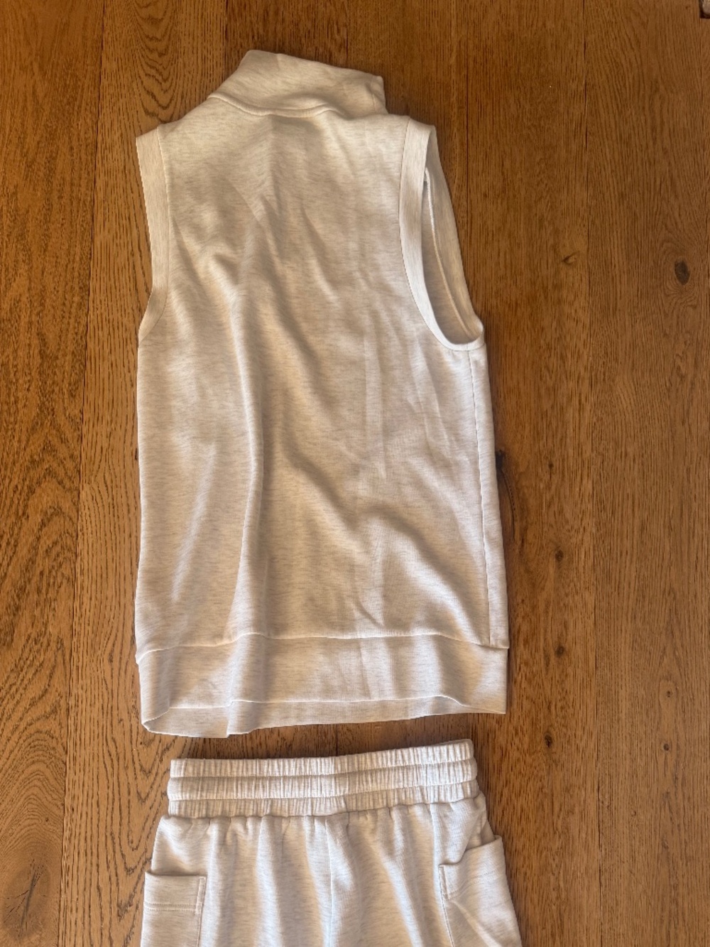 VARLEY Ivory Marl Double Soft ISABELLA Set Top Shirt And Mid Rise Shorts SZ S - Picture 6 of 6